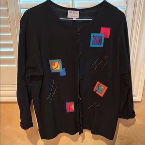Colorful Geometric Black Cardigan